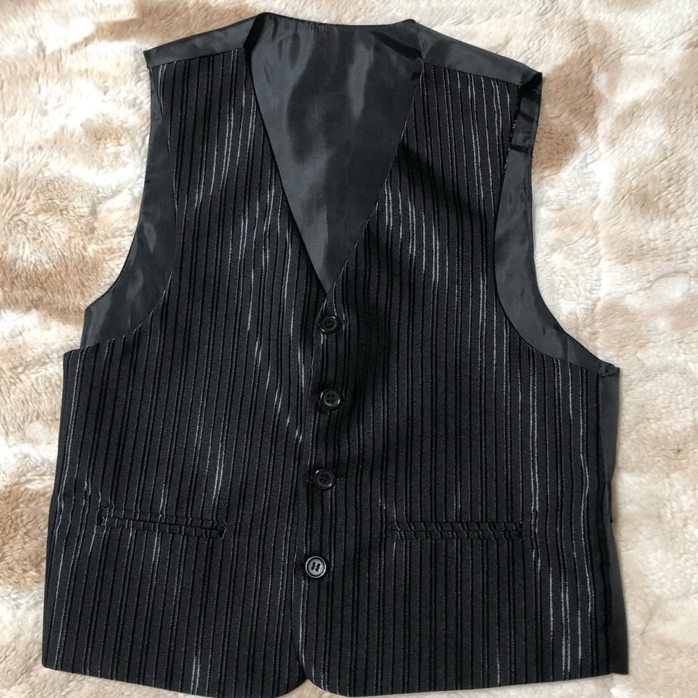Black Rayon Formal Four button Vest. Boys size8-10.